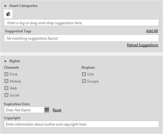 Metadata for Assets