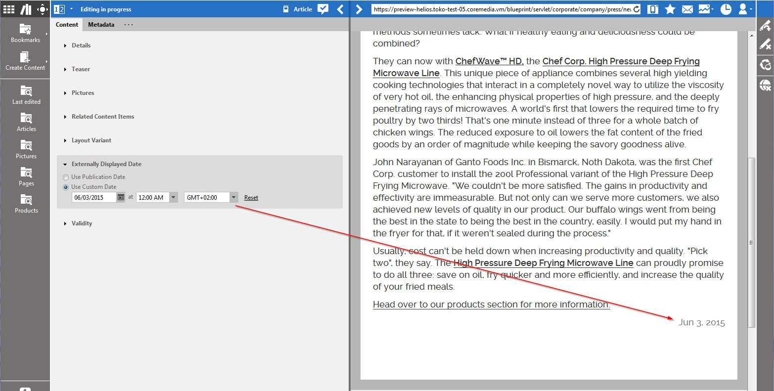 Setting an external date