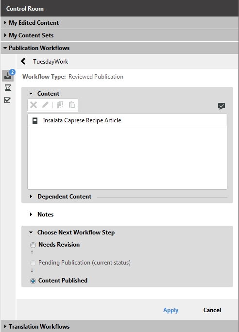 Accepted Reviewed Publication Workflow in the Control Room