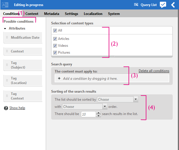 The Query List Editor