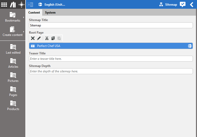 The Sitemap type