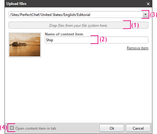 Upload dialog