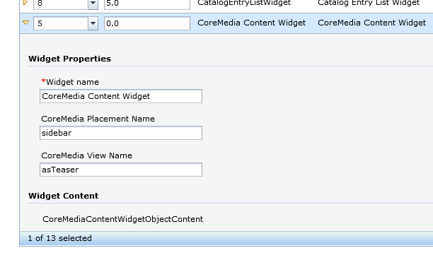 Configure CoreMedia Content Widget