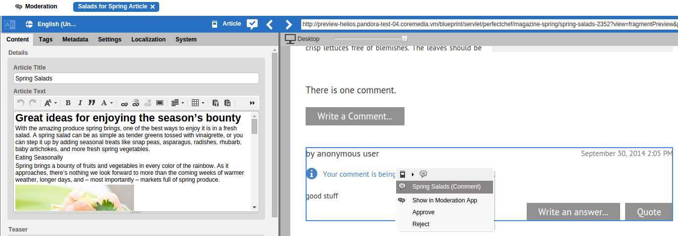 Comment highlighting in the preview