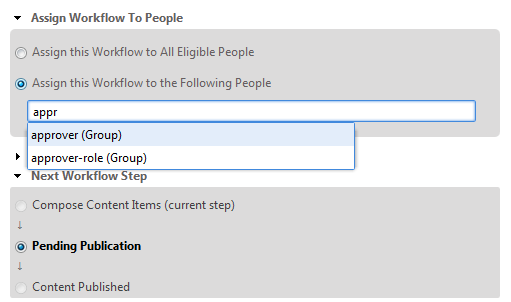 Selecting a group or user