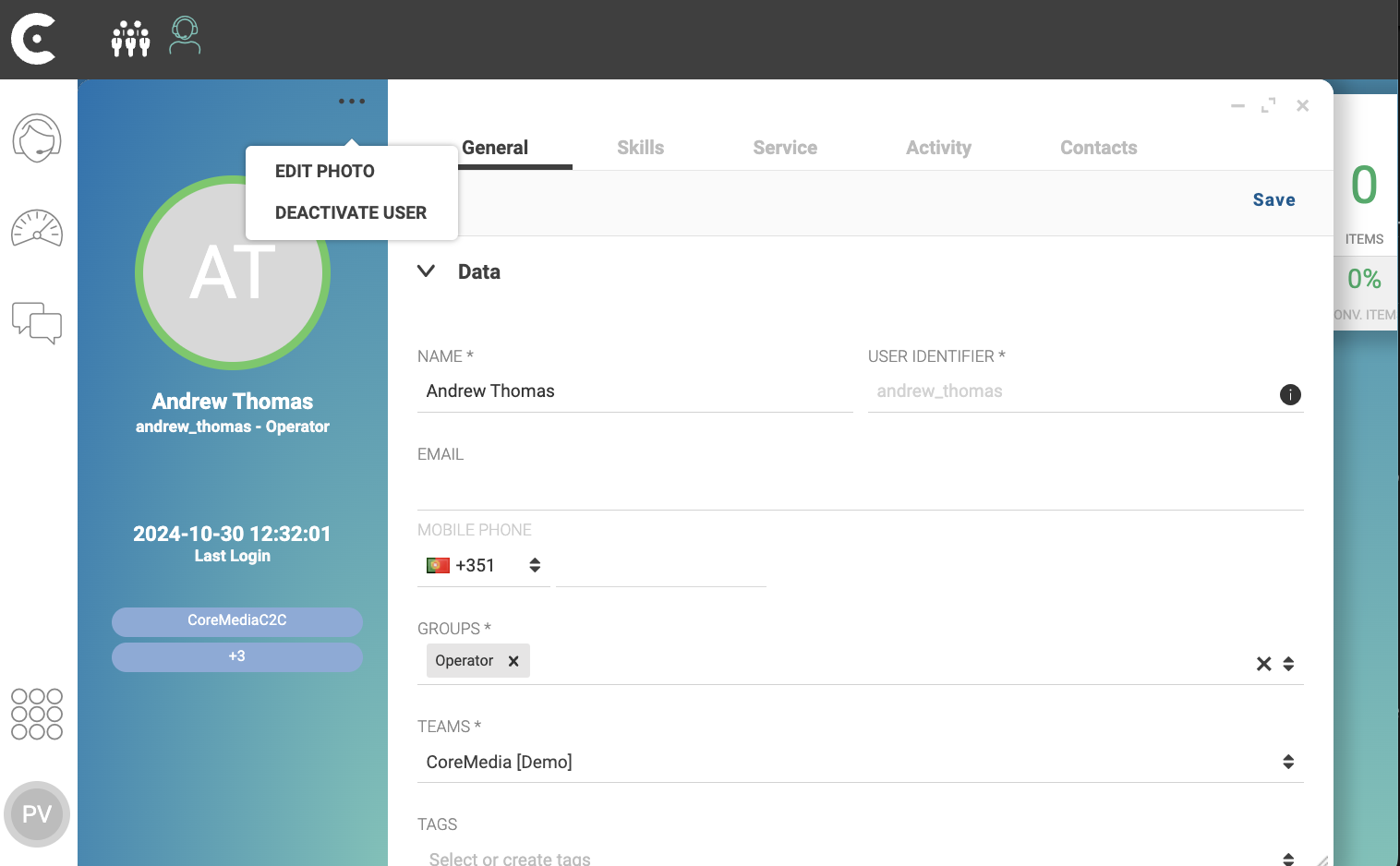 ccas new user andrew thomas created