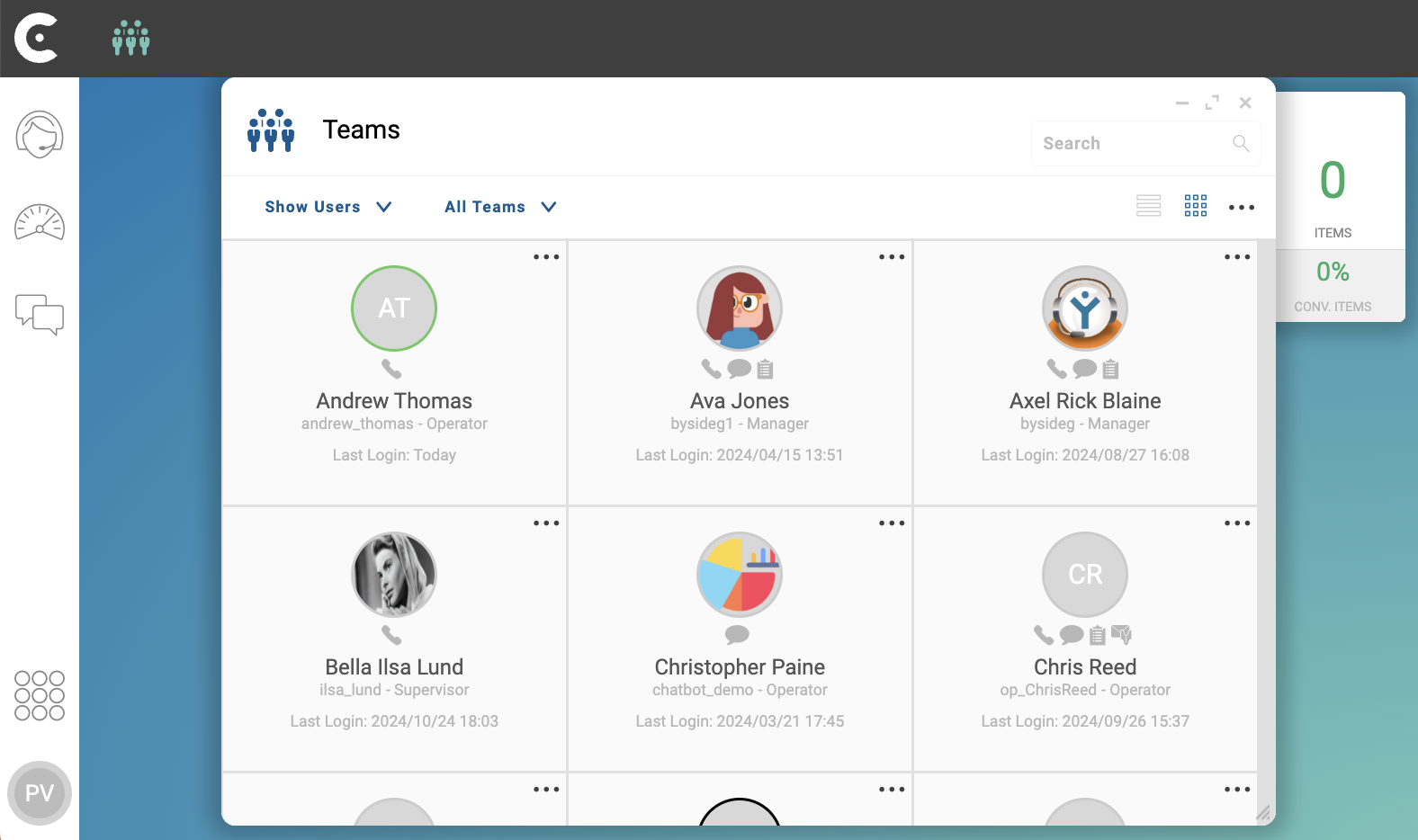 ccas user grid with new user