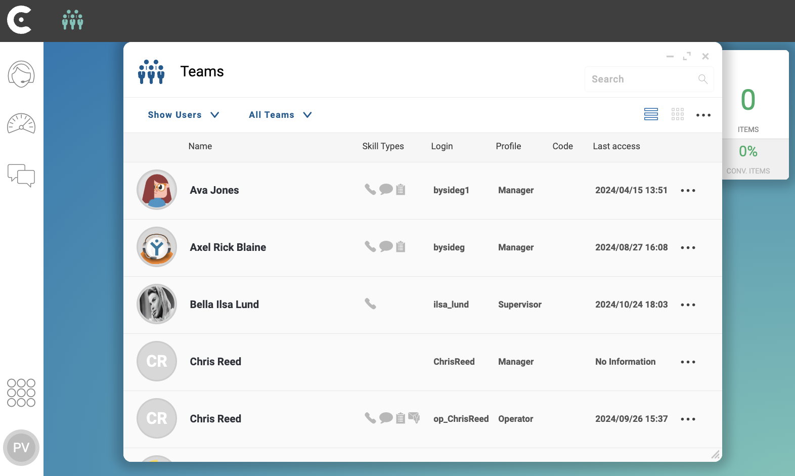 user grid