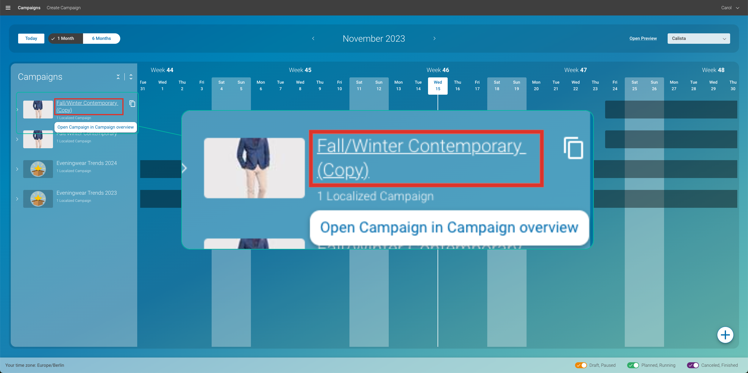 Open Campaign in Overview 05 duplicate campaign