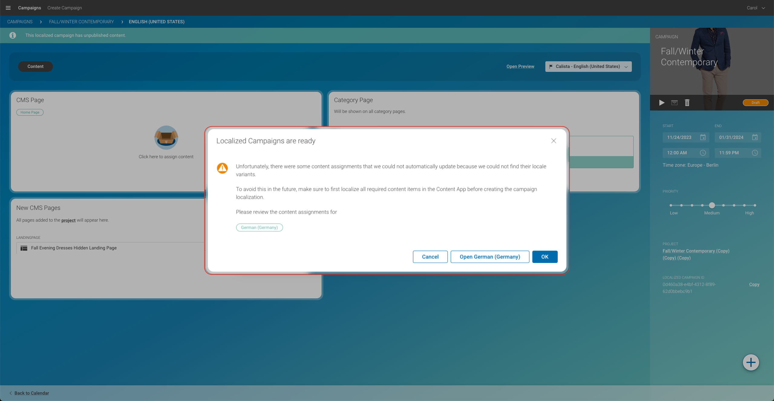 Localization-not-completed CampaignApp Create new locale Unhappy path en