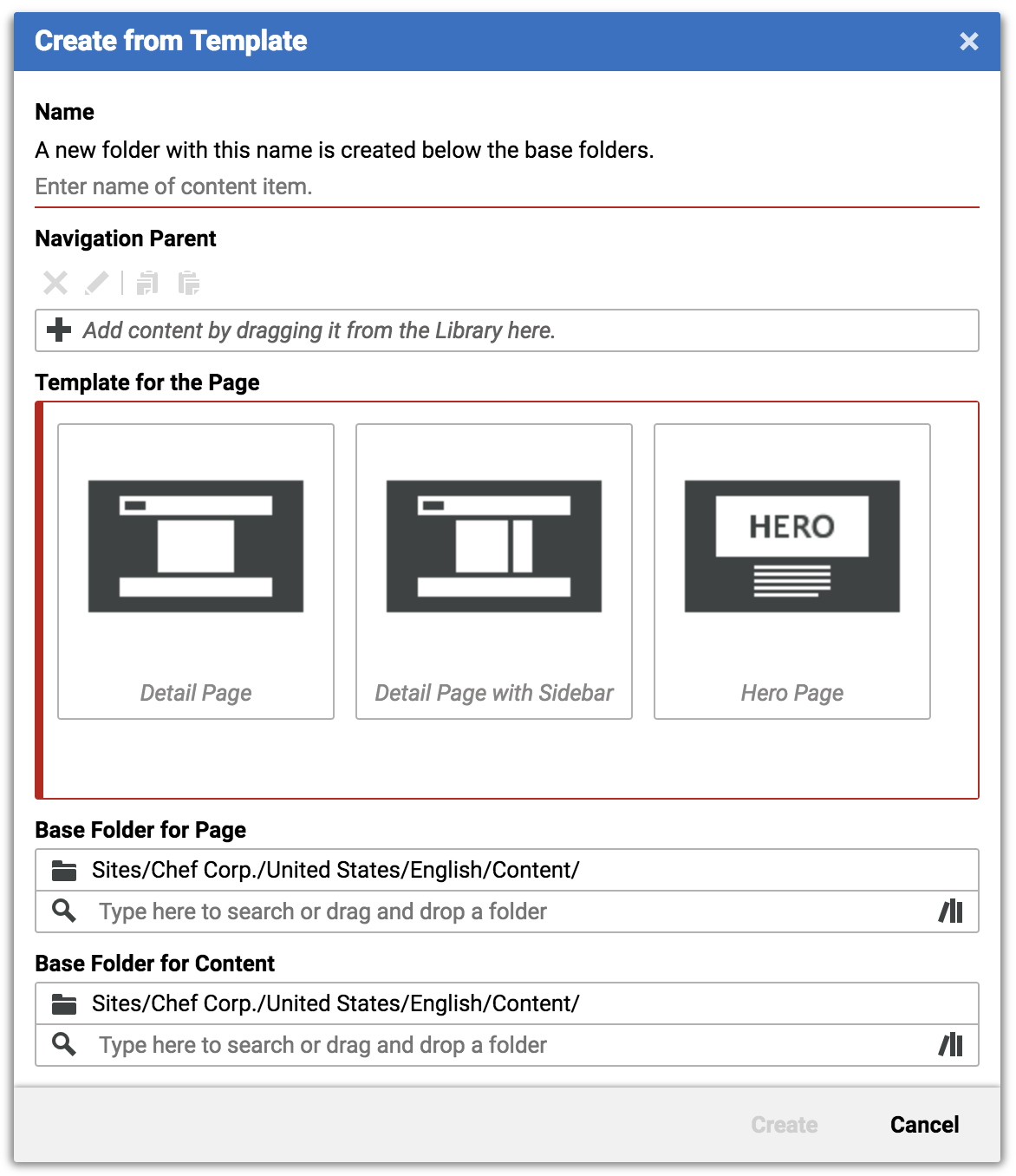 Studio GUI CreateFromTemplate Shot