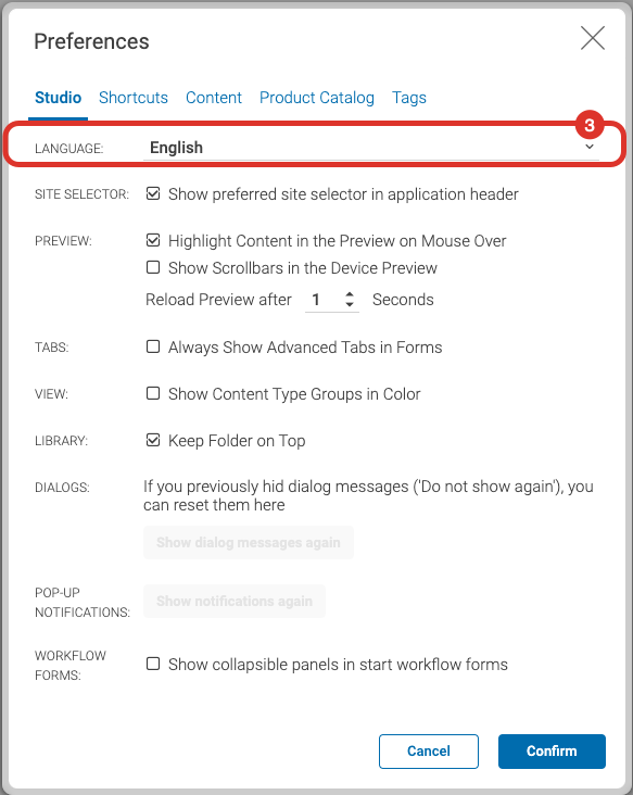 title"Preferences window